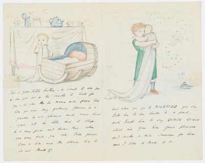 作家の孫娘アンジェラ・サーケルへの手紙（紙に鉛筆 作： Edward Burne Jones