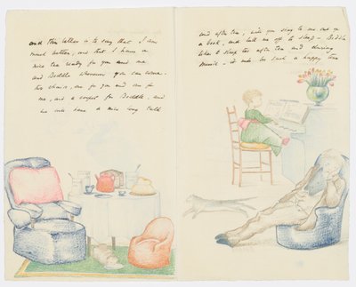 作家の孫娘アンジェラ・サーケルへの手紙（紙に鉛筆 作： Edward Burne Jones