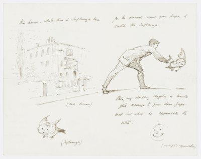 作家の孫娘アンジェラ・サーケルへの手紙（紙に鉛筆 作： Edward Burne Jones