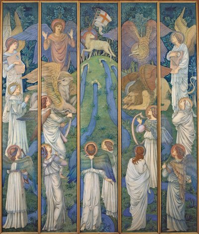 パラダイス、聖子羊の崇拝、1875-80年 作： Edward Burne Jones