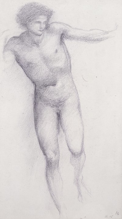 ペルセウス-運命の岩（紙にチョーク） 作： Edward Burne Jones