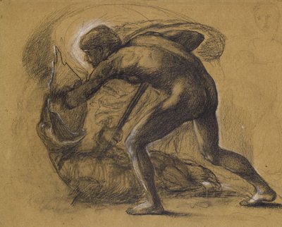 セント・ジョージとドラゴン（紙に鉛筆 作： Edward Burne Jones