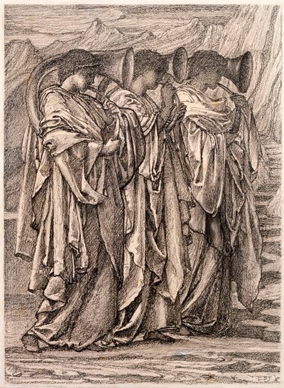 「荒野の挑戦」のための研究、1875年頃 作： Edward Burne Jones