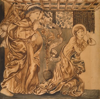 受胎告知」（水彩・紙 作： Edward Burne Jones