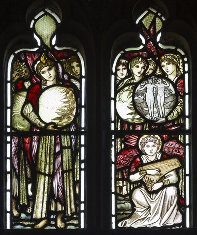 作成の日、1874（ステンドグラス） 作： Edward Burne Jones