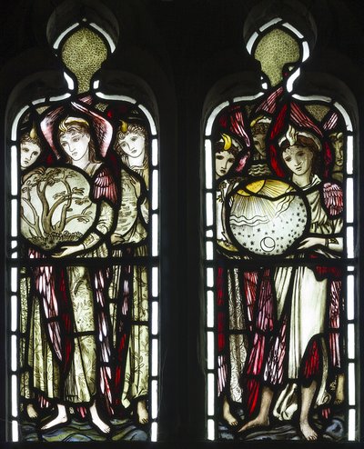 作成の日、1874（ステンドグラス） 作： Edward Burne Jones