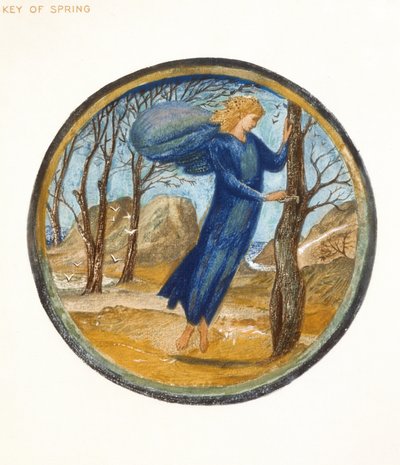 フラワーブック：XI。春の鍵、1905年（紙にガッシュを塗った平版紙） 作： Edward Burne Jones