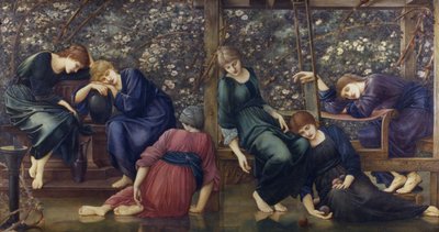 ブライアーローズシリーズのガーデンコート、1894年頃（キャンバスに油彩） 作： Edward Burne Jones