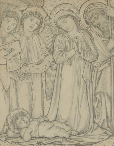 聖家族、1874年頃（紙にチョーク） 作： Edward Burne Jones