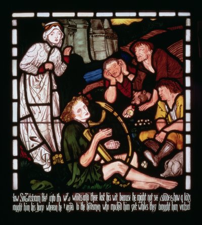 トリスタン卿の狂気、「トリスタンとイゾルデの物語」、William Morris und Co.（ステンドグラス） 作： Edward Burne Jones