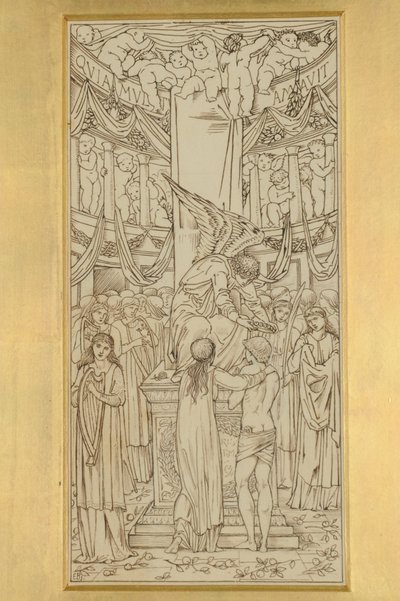 神秘的な結婚、1871-74年（紙にインク） 作： Edward Burne Jones
