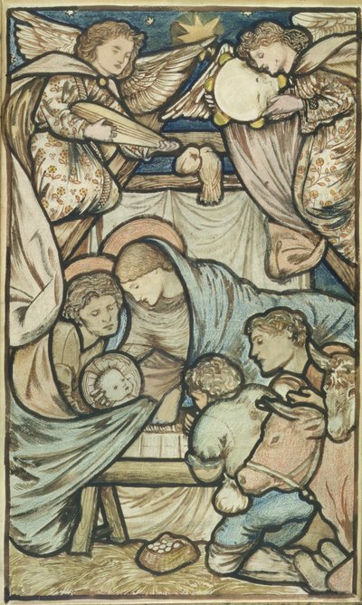 聖誕祭」（紙にセピアとカラーチョーク 作： Edward Burne Jones