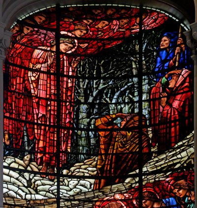 羊飼いへのキリスト降誕と告知、1885-1897（ステンドグラス） 作： Edward Burne Jones