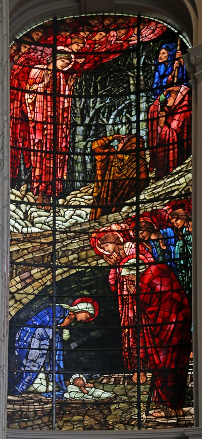 羊飼いへのキリスト降誕と告知、1885-1897（ステンドグラス） 作： Edward Burne Jones