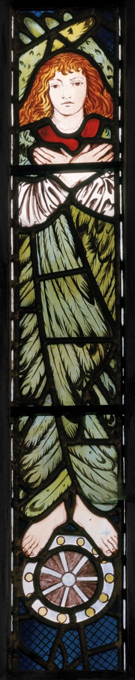 新しいエルサレム、天使、詳細、1862年3月（ステンドグラス） 作： Edward Burne Jones