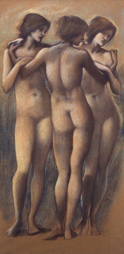 三美神、1885年頃（紙にチョーク） 作： Edward Burne Jones