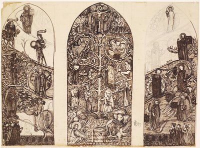 ジェシーのツリー、ウォルサム修道院のステンドグラスのデザイン、パウエル＆Co.、1860年制作 作： Edward Burne Jones