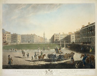ロバートポラード（1755-1838）とフランシスジュークス（1747-1812）1787（20864も参照）によって彫刻されたハノーバースクエア 作： Edward Dayes