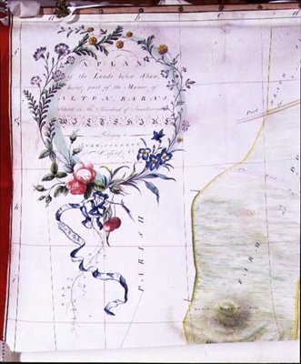 Archive 5614 オックスフォードのニュー・カレッジに帰属するアルトン・バーンズの荘園の図面の説明用カルトゥーシュ 作： Edward Eyre