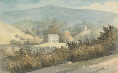 家のある丘陵風景 作： Edward Francis Burney