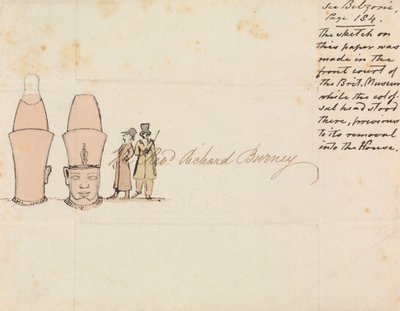 Carta ao Rev. Richard Burney com desenho da Cabeça Colossal do Pátio do Museu Britânico 作： Edward Francis Burney