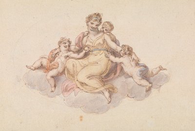 Mãe e filhos sentados na nuvem 作： Edward Francis Burney