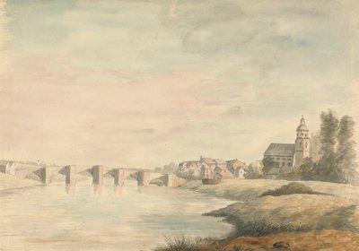橋のある川の風景 作： Edward Francis Burney