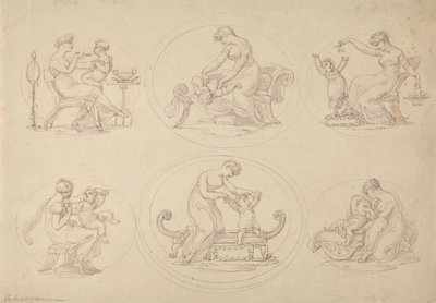 母と娘の遊びに関する6つの研究 作： Edward Francis Burney