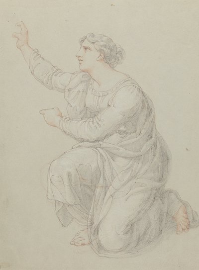 プリシラの跪く姿の習作 作： Edward Francis Burney