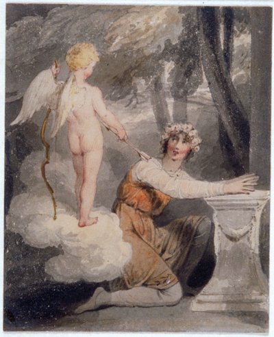 「バラの冠をかぶった若者」、c1780-1848 作： Edward Francis Burney