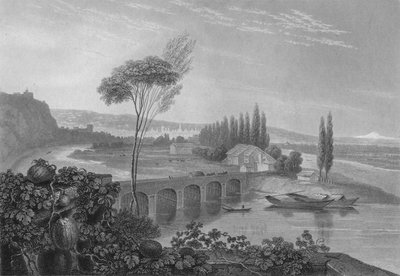 リヨン、ローヌ＆ソーヌの合流点、1827年。 作： Edward Francis Finden