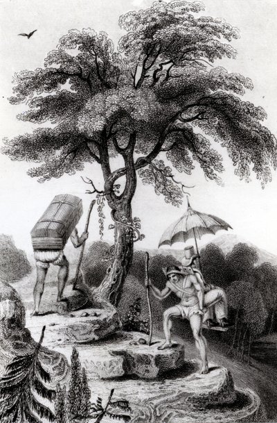 キンディオからの峠の眺め、ジョンP.ハミルトンによる「コロンビアの内陸部を旅する」のイラスト、1827年発行 作： Edward Francis Finden