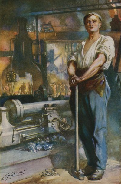 機械時代の強者（カラーリトグラフ） 作： Edward Frederick Skinner