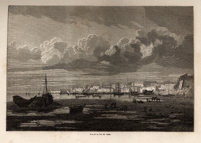 1862年、ポール・メルーによるスエズ運河へのエクスカーションを説明するためにグルネが描いたスエズ（エジプト）の街の風景。エドゥアール・シャルトン編『Le tour du monde』に掲載された図版 作： Edward Grenet