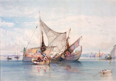 北イタリアの湖のボート（ボディカラー） 作： Edward Harper