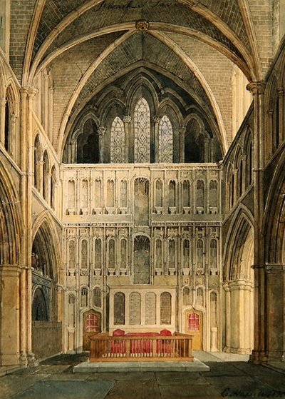 St.Saviour, Southwarkの内部、祭壇の方を見る 作： Edward Hassell