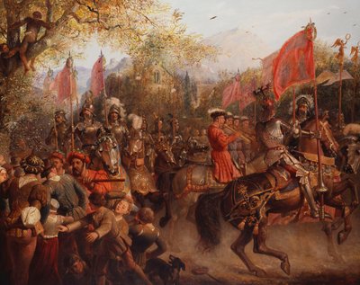 雹！征服する英雄、1893年がやってきた 作： Edward Henry Corbould
