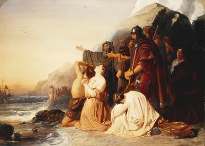 最後のローマ軍団の出発を嘆く英国人、1843 作： Edward Henry Corbould