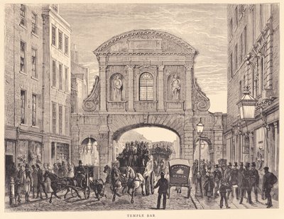 フリートストリートのテンプルバー、1870年頃 作： Edward Henry Fahey