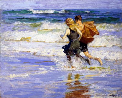 ビーチで、 作： Edward Henry Potthast