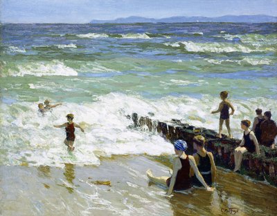 防波堤の入浴者、 作： Edward Henry Potthast