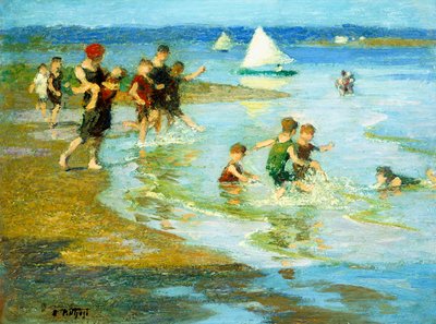 ビーチで遊ぶ子供たち 作： Edward Henry Potthast