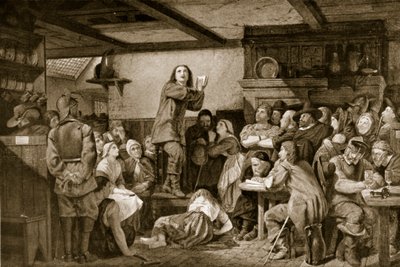 居酒屋で説教するジョージフォックス、1650年頃 作： Edward Henry Wehnert