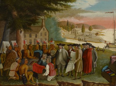 インド人とのペンの条約、c.1830-40（キャンバスに油彩） 作： Edward Hicks