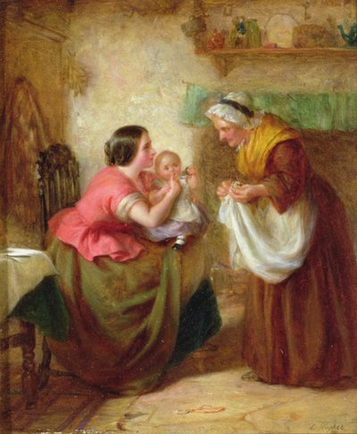 最初の歯」（油彩・パネル 作： Edward Hughes