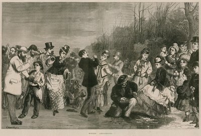 冬の娯楽-ロンドンのハイドパークでスケート 作： Edward Hughes