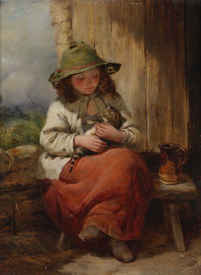 子猫を持つ子供 作： Edward John Cobbett