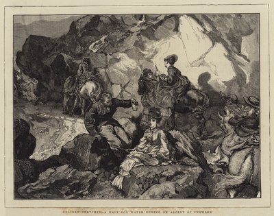 ホリデースケッチ、スノードンの上昇中の水の停止 作： Edward John Gregory