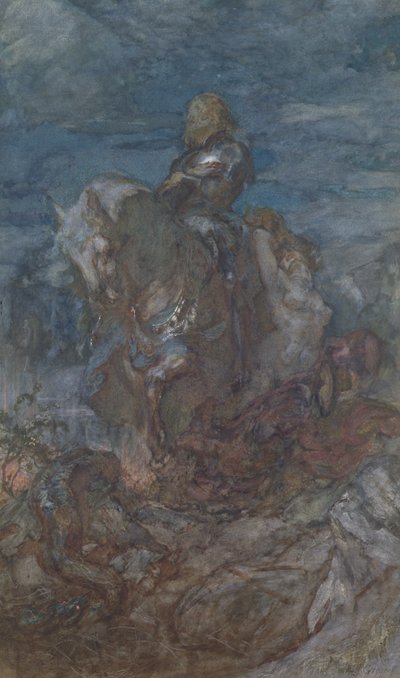 ガラハッド卿（紙にトイレとガッシュ） 作： Edward John Gregory