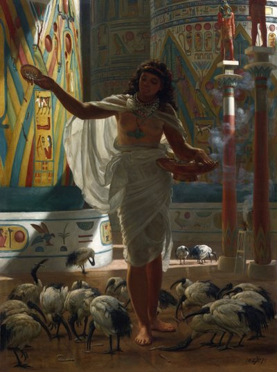 カルナックの宮殿で聖なるトキに餌をやる par Poynter, Edward John (1836-1919) 作： Edward John Poynter